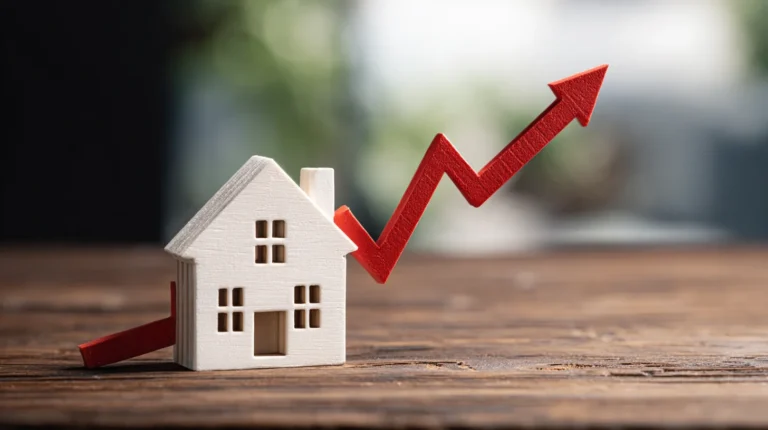 An illustration of mortgage rates rising