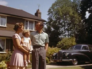 steling1 A british 1950s family standing outside their newly pu 9a6472f7 5819 4442 9657 6e8c46c874a4 1